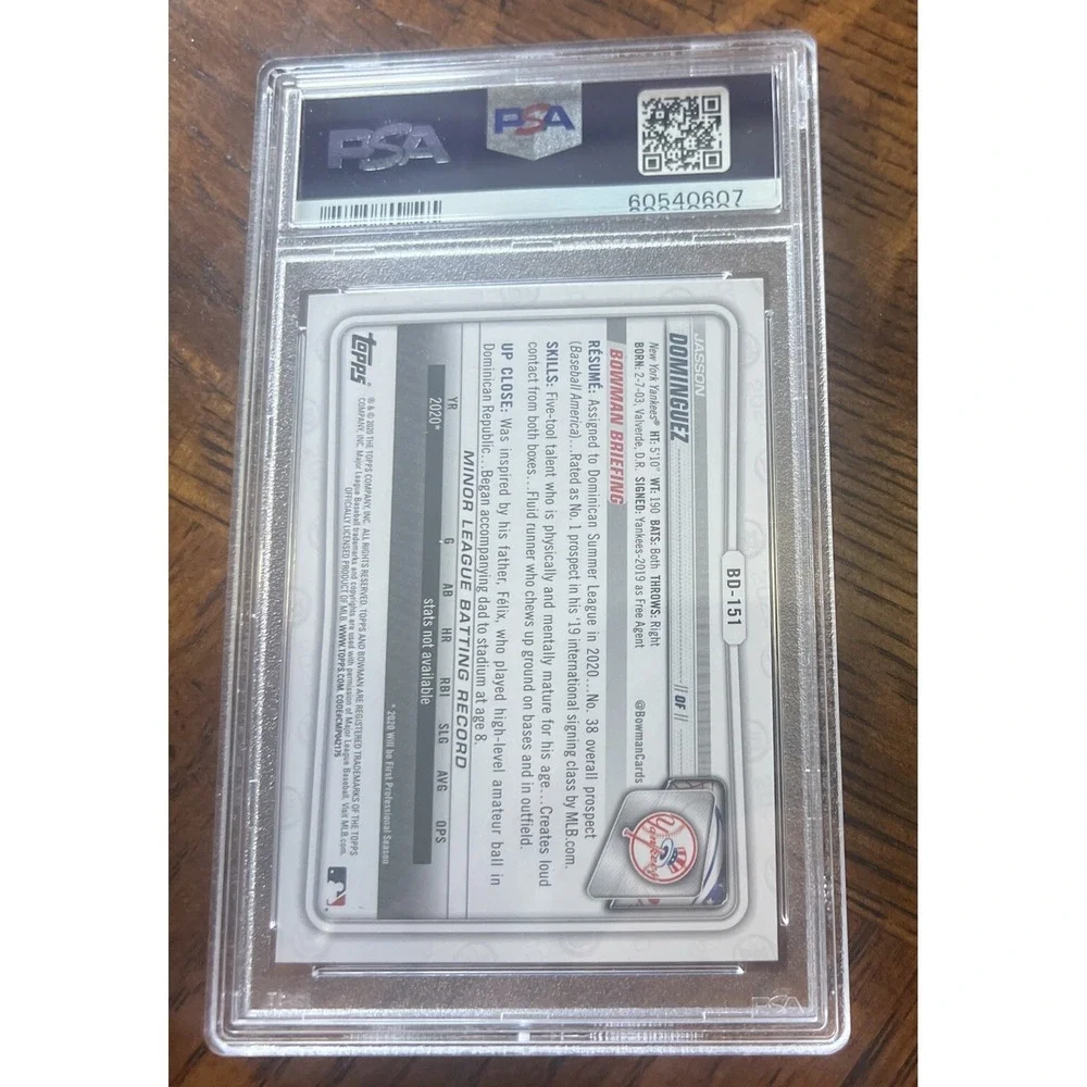 2020 BOWMAN DRAFT JASSON DOMINGUEZ YANKEES PSA 10 ROOKIE #BD151 RC